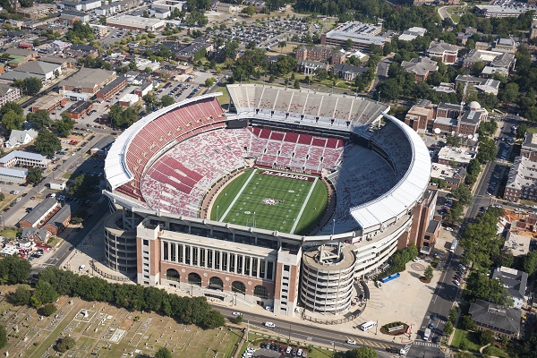Aerial view of Bryant Denny Stadium